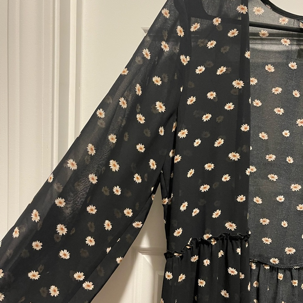 Wild Fable Floral Sheer Black Kaftan